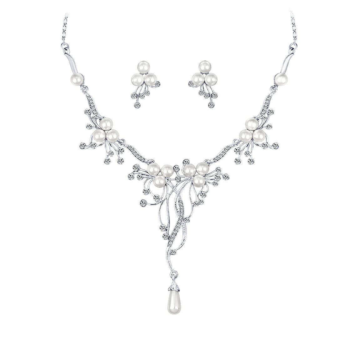 Yellow Chimes Jewellery Set for Women and Girls Fashion White Pearl Necklace Set for Women | Silver Toned CZ Pearl Necklace Set | Birthday Gift for girls and women Anniversary Gift for Wife (B094DRY1ST) Amazon Price History, Amazon Price Tracker