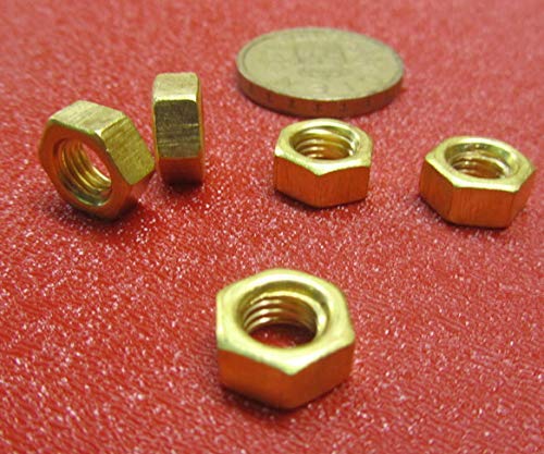 Brass Hex Nuts RH M7 x 1 Thread x 11mm W x 5.5mm H 20 Pcs
