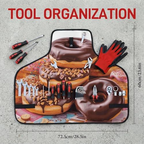 Delantal de trabajo ajustable con 8 bolsillos negro miniatura 2