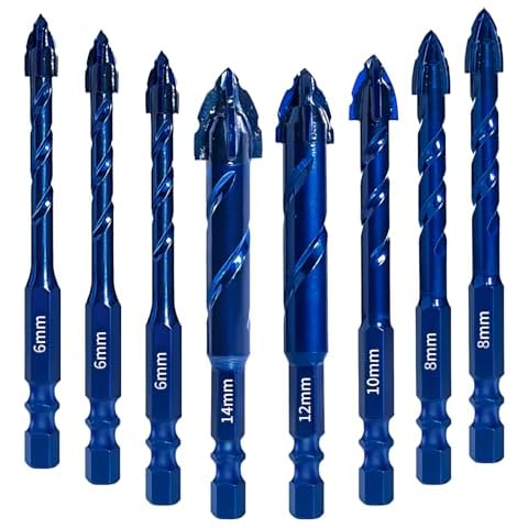 SONCHIE Upgraded Serrated Masonry Drill Bit - Set of 8 Concrete Drill Bits for Tile Glass Metal Brick Ceramic Plastic Wood Cover