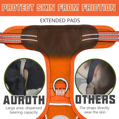 Image of AUROTH Tactical Dog Harness for Large Dogs No Pull Adjustable Pet Harness Reflective K9 Working Training Easy Control Pet Vest Military Service Dog Harnesses Orange XL