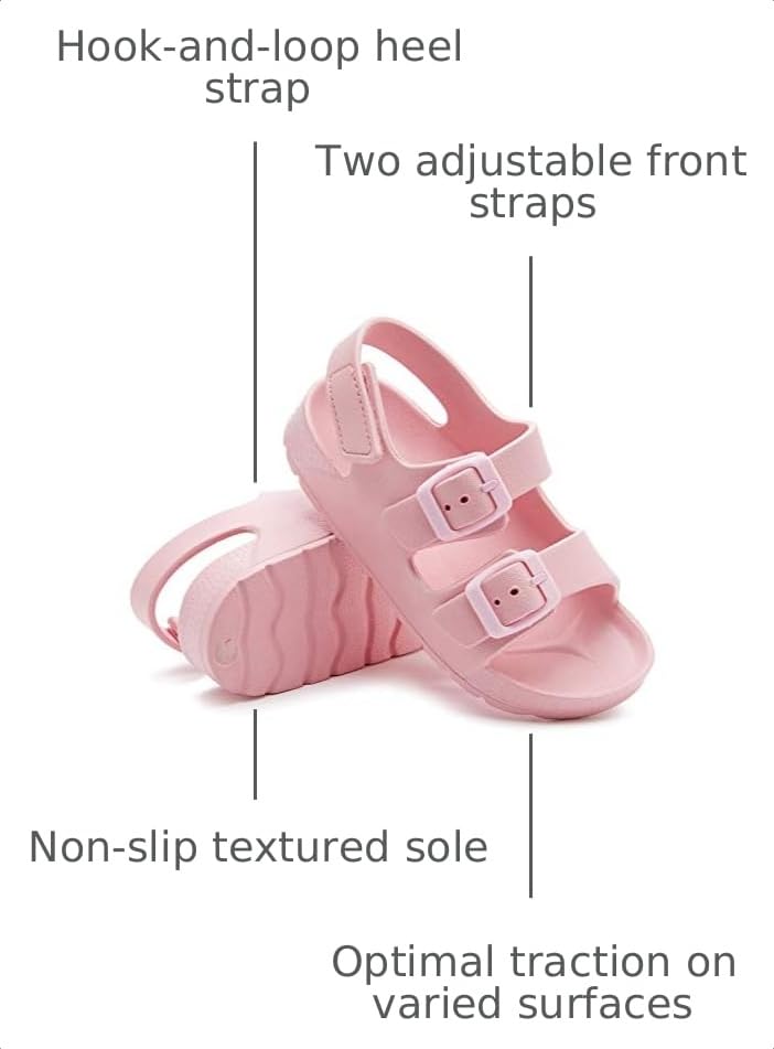 Image of EasyStar Boys and Girls Lightweight Dual-Adjustable Sandal Buckles With Hook and Loop Heel Closure