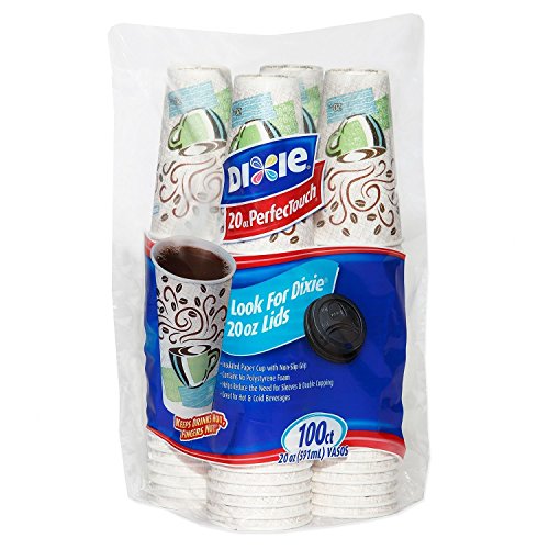Dixie PerfecTouch Insulated Hot or Cold Cups – 100% Foam Free - Coffee Haze Design, 20 oz. (100 ct.)