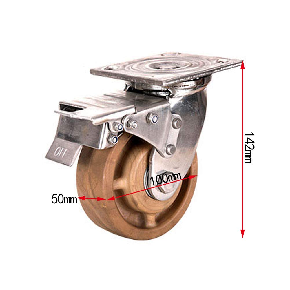 wheel Rueda de Nylon Universal Resistente a Altas temperaturas de Acero Inoxidable, Carga de una Sola Rueda 250 kg, 1 Paquete 4