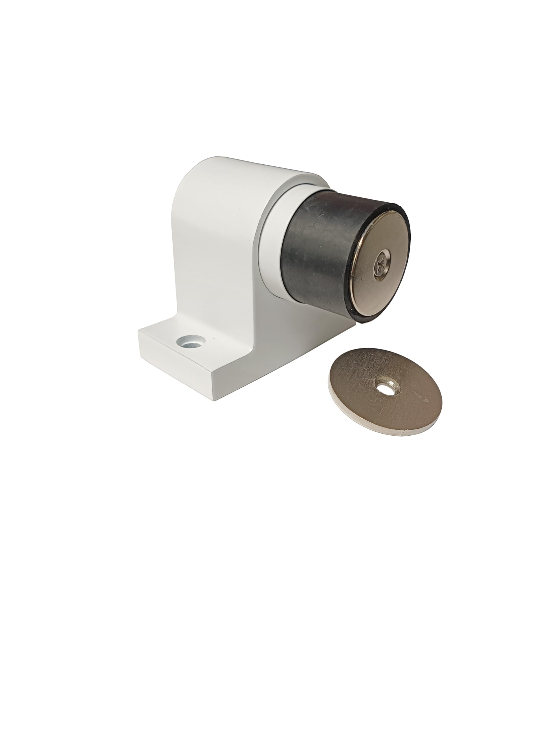 Butoir Au Sol Magnétique COULEUR EPOXY (Blanc,Gris ou Noir) "KLOSE besser" pour Porte Lourde.Tout Inox 304 dans la Masse. - Blanc