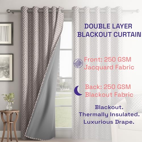 Image of Wakefit Designer Jacquard Blackout Curtain | 9X 4.3 ft | Set of 1 | Blocks up to 99% of Light | Double Layered Fabric | Woven, Not Printed | Helps Reduce Noise | Machine Washable | Victoria