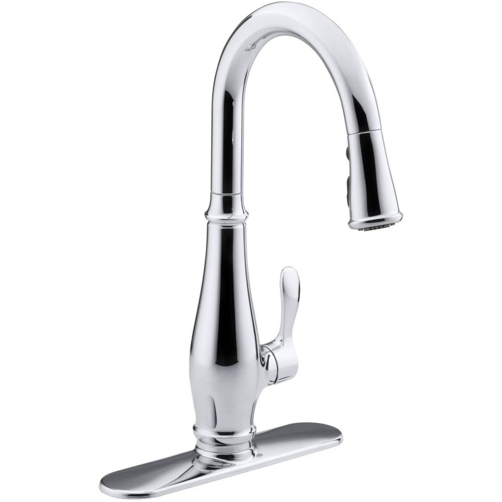 KOHLER K-780-CP Cruette Pull-Down Kitchen Faucet, Polished Chrome, Single-Hole or Three-Hole Install, Single Handle, 3-function Spray Head, One Size