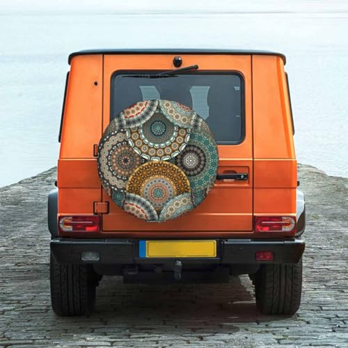 Image of Colorful Flowers Spare Tire Cover Polyester Universal Wheel Tire Cover for Trailer Camping Weatherproof for Rv SUV Truck Camper Travel 15 inch STC086