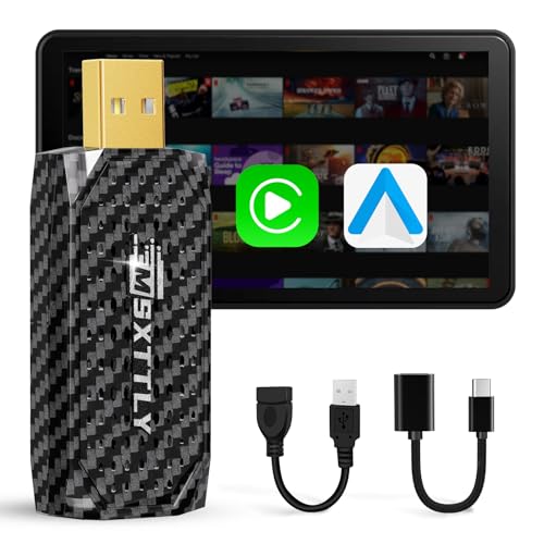 MSXTTLY Mini 3in1 Stream CarPlay Android Auto Wireless Adapter, Support Netflix/YouTube/TikTok/PrimeVideo Box, Only Compatible with Wired CarPlay Car Model 2017+, for Android 11 & iPhone iOS 10+