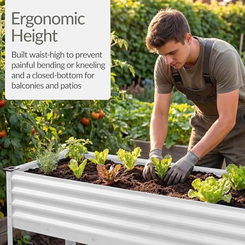 Image of Best Choice Products 48x24x30in Galvanized Raised Garden Bed, Metal Elevated Planter Box, Vegetable Garden for Backyard, Patio, Balcony, 100% Non Toxic Materials - White