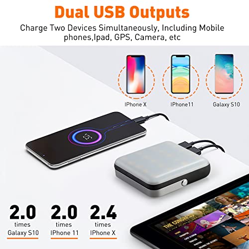2 pack: LED camping lamp, Eventek power bank 10000 mAh and 800 lm rechargeable work light, up to 72 hours, with 5 light modes, battery lamp for emergency, for tent, camping, hurricane, hiking - Image 6