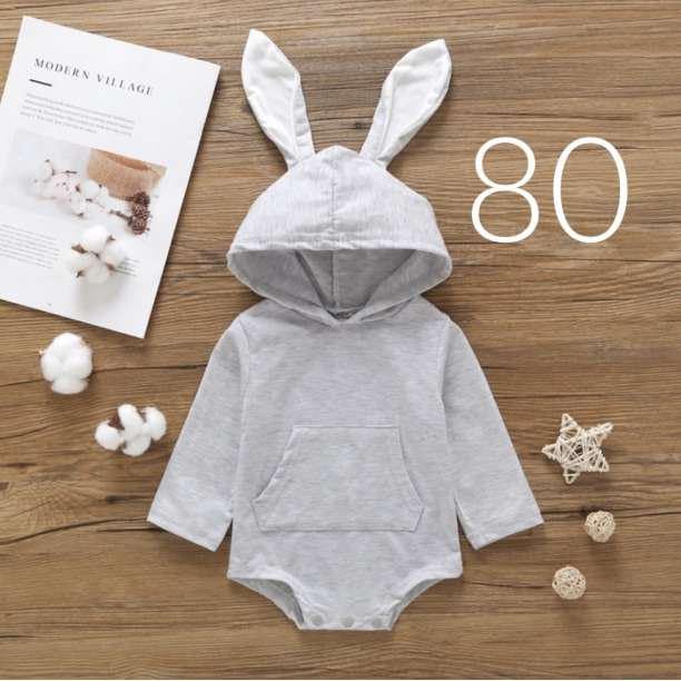 Amazon.co.jp: ベビー服 子ども服 80 灰色 ウサギ ロンパース うさ耳 