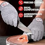 Fortem Gants résistants coupés, 4 Gants kevlar, niveau 5 Gants de coupe de protection pour la découpe d'huîtres, Gants pour les travaux de cuisine pour les chefs, grade alimentaire, EN388 Certifié (grand)