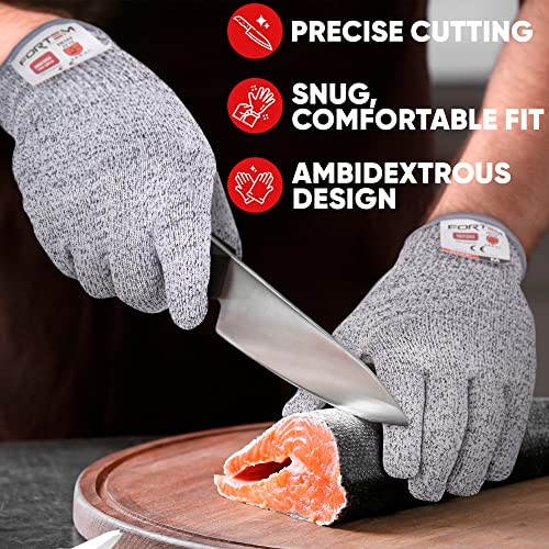 Fortem Cut Resistant Gloves, 4 Gloves, Level 5 Protection Cutting Gloves For Oyster Shucking, Kitchen Work Gloves For Chefs, Food Grade, En388 Certified (Medium) #TOP2