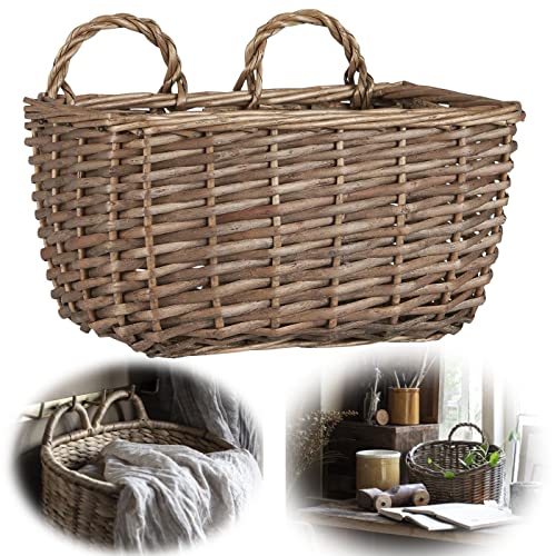 LS-LebenStil Vintage Rattan Aufbewahrungskorb - Hängekorb Braun 23cm...