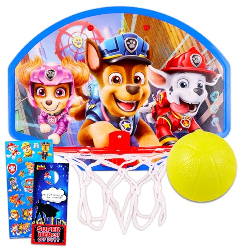 Image of Paw Patrol Basketball Hoop Bundle - Paw Patrol Indoor Basketball Hoop Paw Patrol Toys Plus Stickers, More | Paw Patrol Toys and Games for Kids