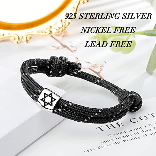 J.Endéar Compass Nautical Paracord Bracelet for Men, 925 Sterling Silver Handmade Bracelet Surfer Summer Beach Jewelry Partner Friendship Gift2