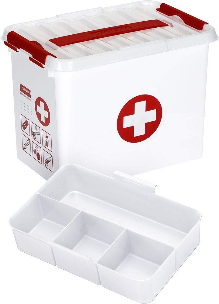 Sunware Q-Line First Aid Box 9 Litre With Insert White Red colour