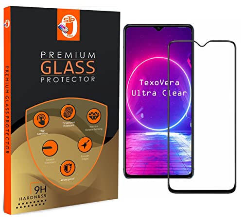 Image of STP FEEL� Premium Tempered Glass Compatible for Samsung Galaxy M32 5G / A32 5G / M12 / F12 / F02S / A12 / M02 / M02s (Black, Pack of 1) Screen Protector Guard with Easy Installation Kit