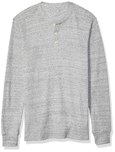 Amazon Essentials Men's Slim-Fit Long-Sleeve Waffle Henley, Light Grey Heather, Small