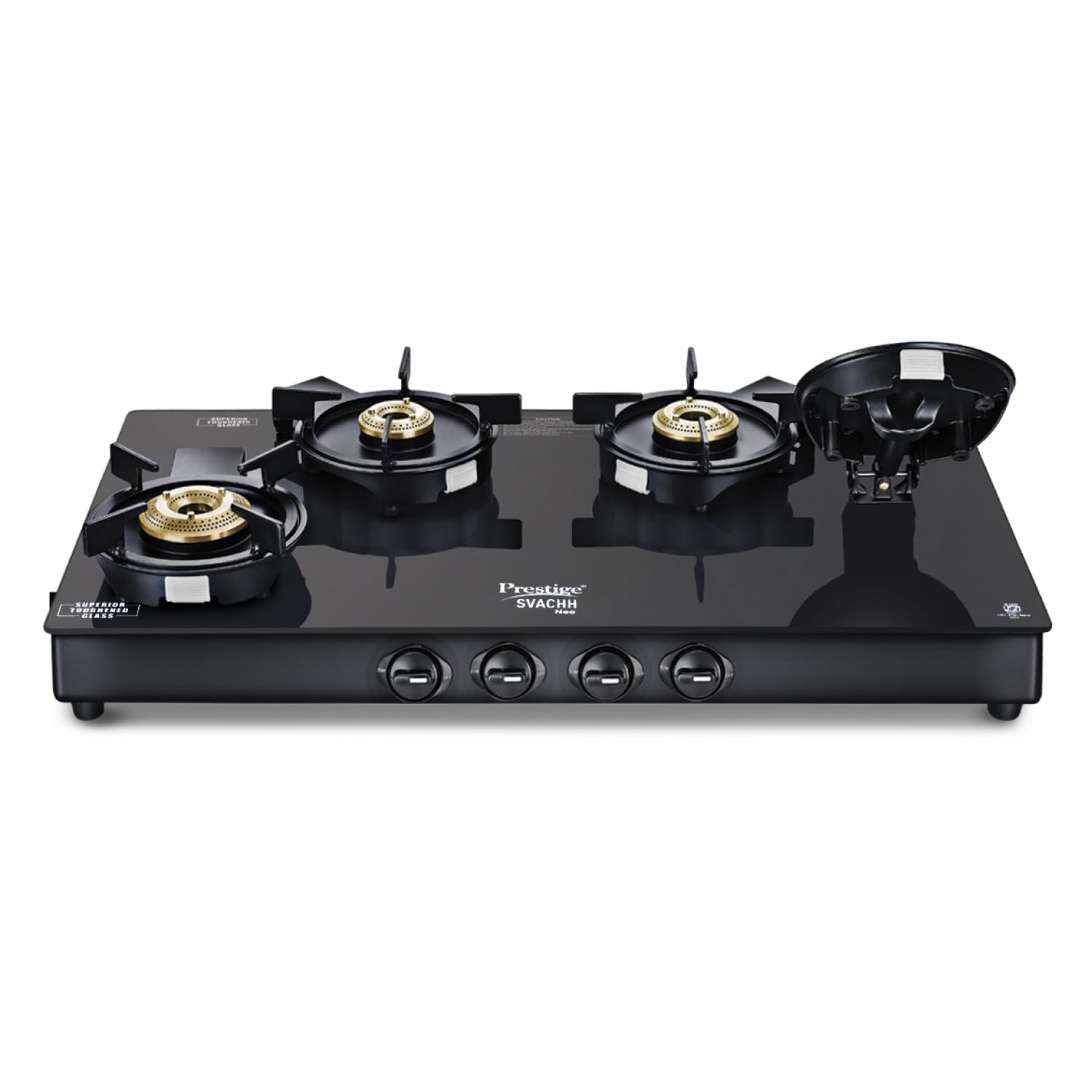 Prestige Svachh Neo Gtsn 04 L Toughened Glasstop Gas Stove with Liftable 4 Burners (Black), Open-image-4