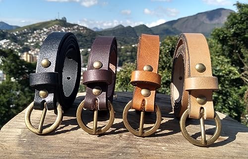 Cinto de Couro Feminino Legítimo Fivela Cor Grafite 2,5 cm (Preto, GG)