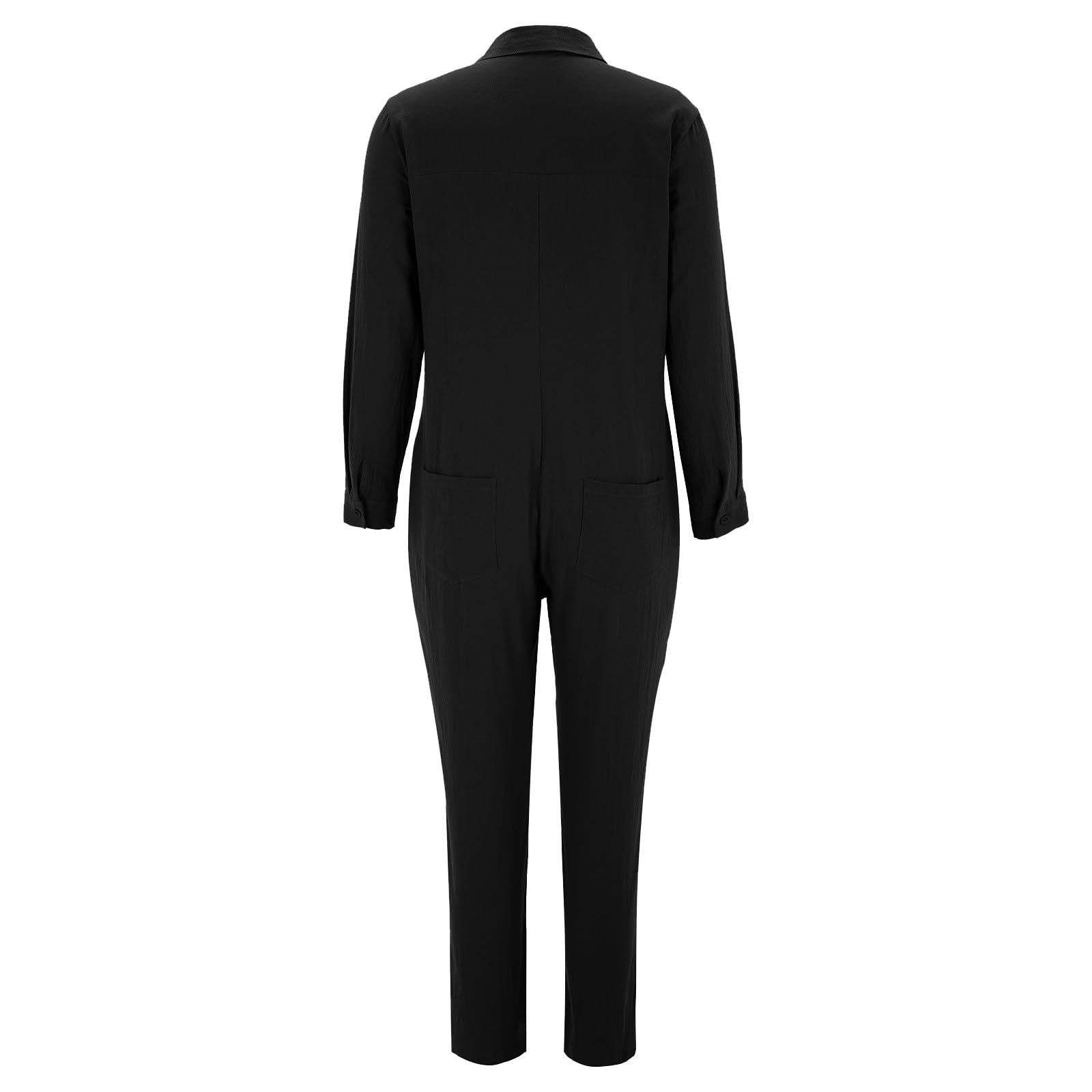 Generisch Tuta da donna in lino a gamba larga, elegante a maniche lunghe, tuta intera estiva, sportiva, in mussola, leggera, per il tempo libero, in cotone, set da 2 pezzi