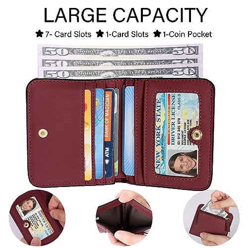 Women Credit Card Holder, Ladies Purse Small, Women 's Coin Wallet, RFID Blocking Leather Wallet Purse Mini Compact Pocket Wallet for Women Zipper Coin Pocket Ladies Small Purse with ID Window - Image 3