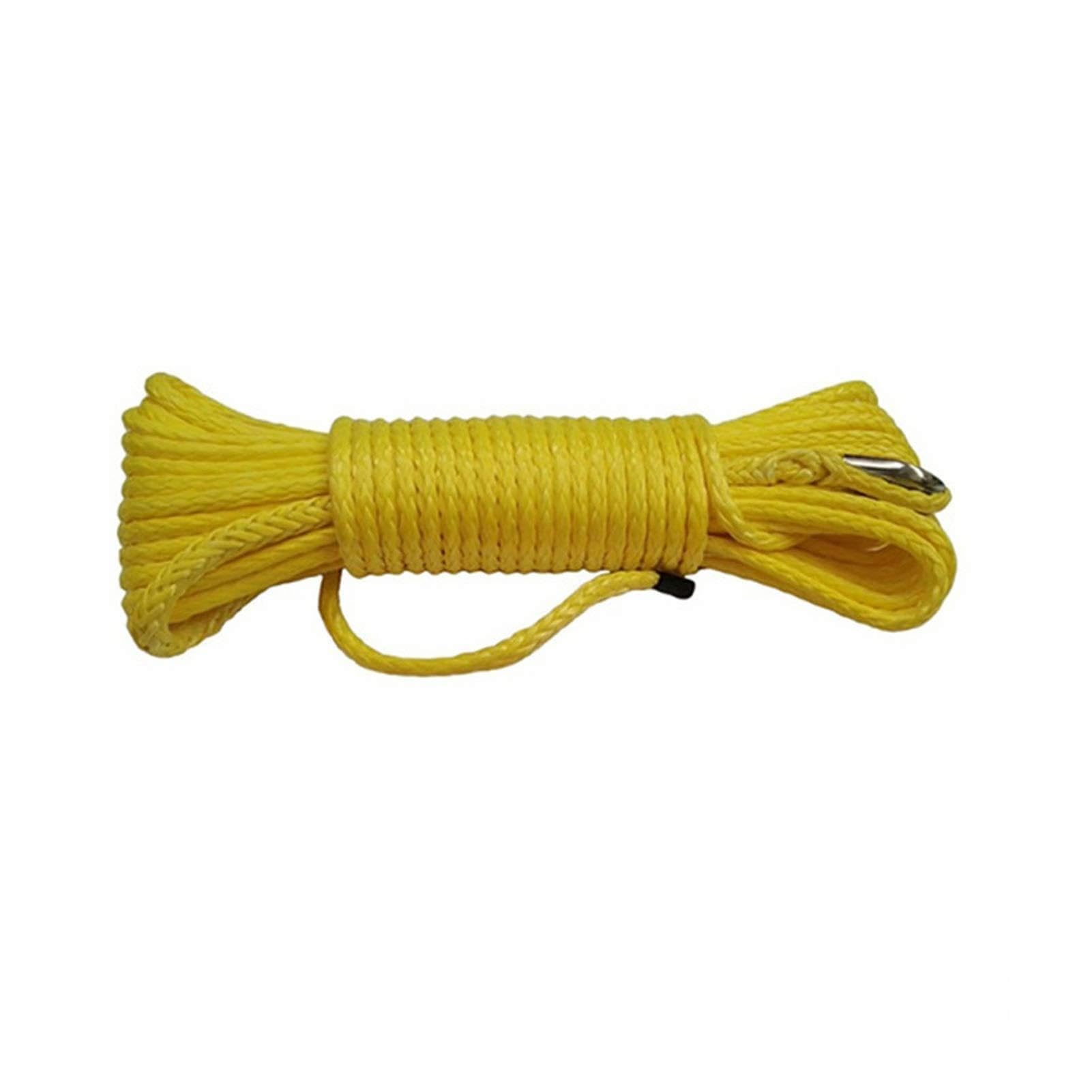 Winch Rope, 5MM*15M 4MM*15M ATV Winch Rope,Synthetic Rope,ATV Winch Accessories,Boat Winch Cable,Winch Rope(Yellow5mmx15m)