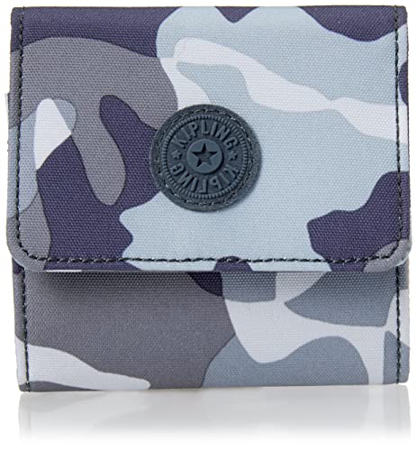 Kipling Cece, bolsa, fecho de pressão, carteira pequena metálica, cinza camuflado, Cinza camuflado legal, 4.25''L x 3.875''H x 0.5''D