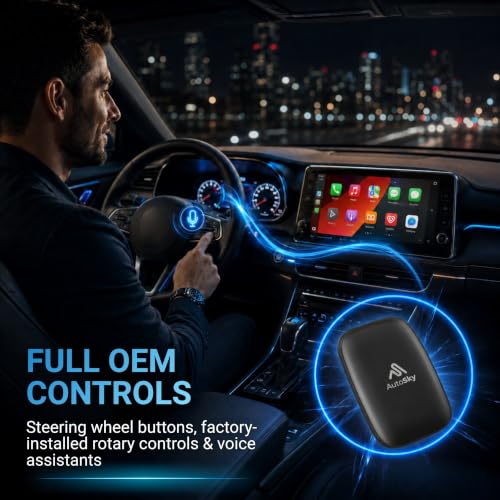 Image of AutoSky Ai Box Lite Air - Streaming on the Go, Netflix and Youtube in your car. Convert Your Wired CarPlay into Wireless CarPlay or Android Auto. HotSpot Required for Streaming. Wired CarPlay Required