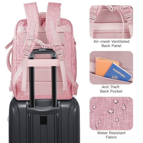 Image of Gieury Carry On Backpack for Women, 50L Travel Backpack Flight Approved, Expandable Backpack For Airplanes, 17 Inch Laptop Backpack, Luggage Suitcase Daypack Lightweight Business Weekender Bag, Pink