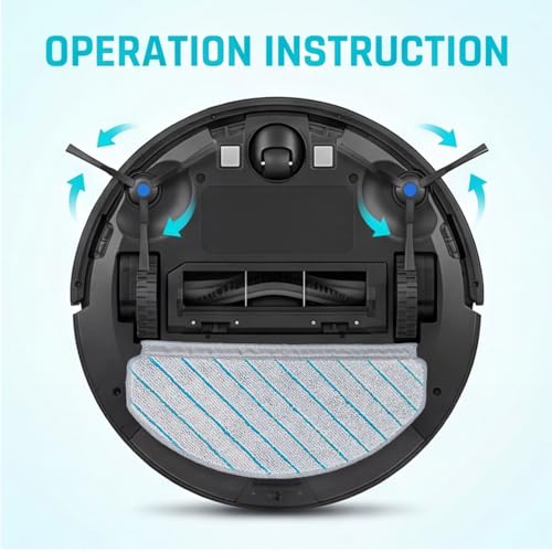 Image of Mop Refill Microfibre Mop Pads & Side Brush Replacement Kit Compatible with Ecovacs DEEBOT N20 N30 N30 Plus Robot Vacuum Spare Parts 4 Pads 4 Brushes Home Floor Cleaning Accessories