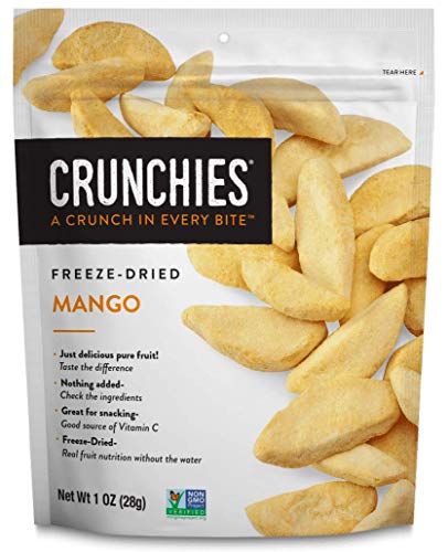 Crunchies Freeze-Dried Mango, 100% All Natural Crispy Snacks, Gluten Free & Vegan, 1 Ounce (6 Pack) (Packaging May Vary)