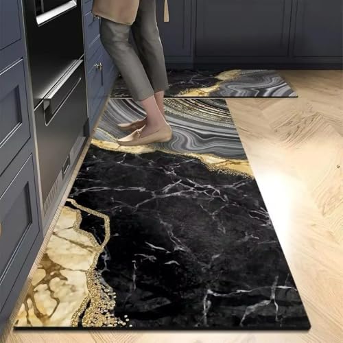 Image of VANZAVANZU KIMEE Kitchen Anti Slip Mat for Floor, Water Absorbent Rugs Standing Rubber Mats for Kitchen, Washable Runner Rug Carpets for Floor Home Sink (120 * 60cm and 60 * 40cm)