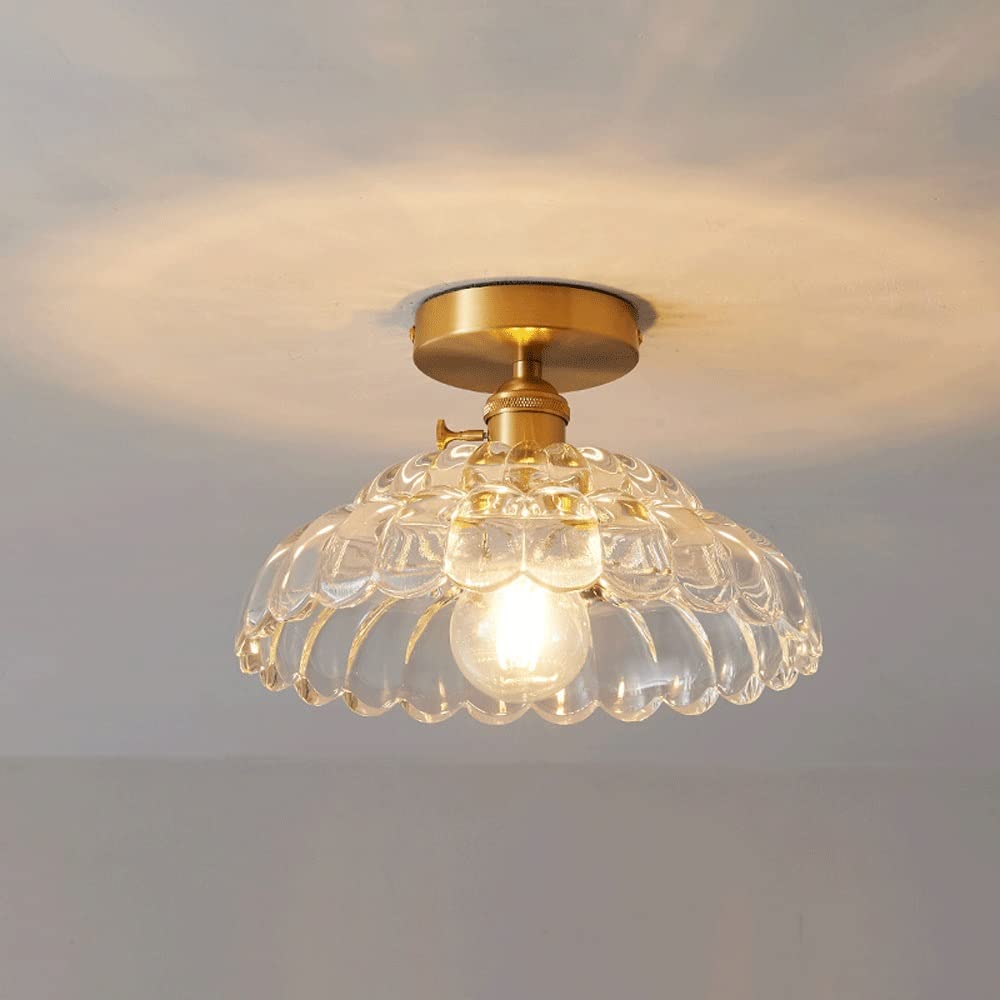 MOCIGERN Nordic Flush Mount Ceiling Light Fixture Japanese Ceiling Light with Glass Shade Droplight with E27 Base for Living Room Bedroom Foyer Hallway (Color : B(width:20cm))