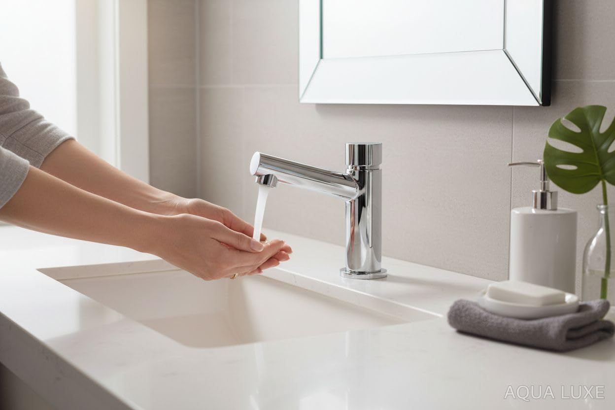 Mezclador temporizado con botón de agua caliente/fría
