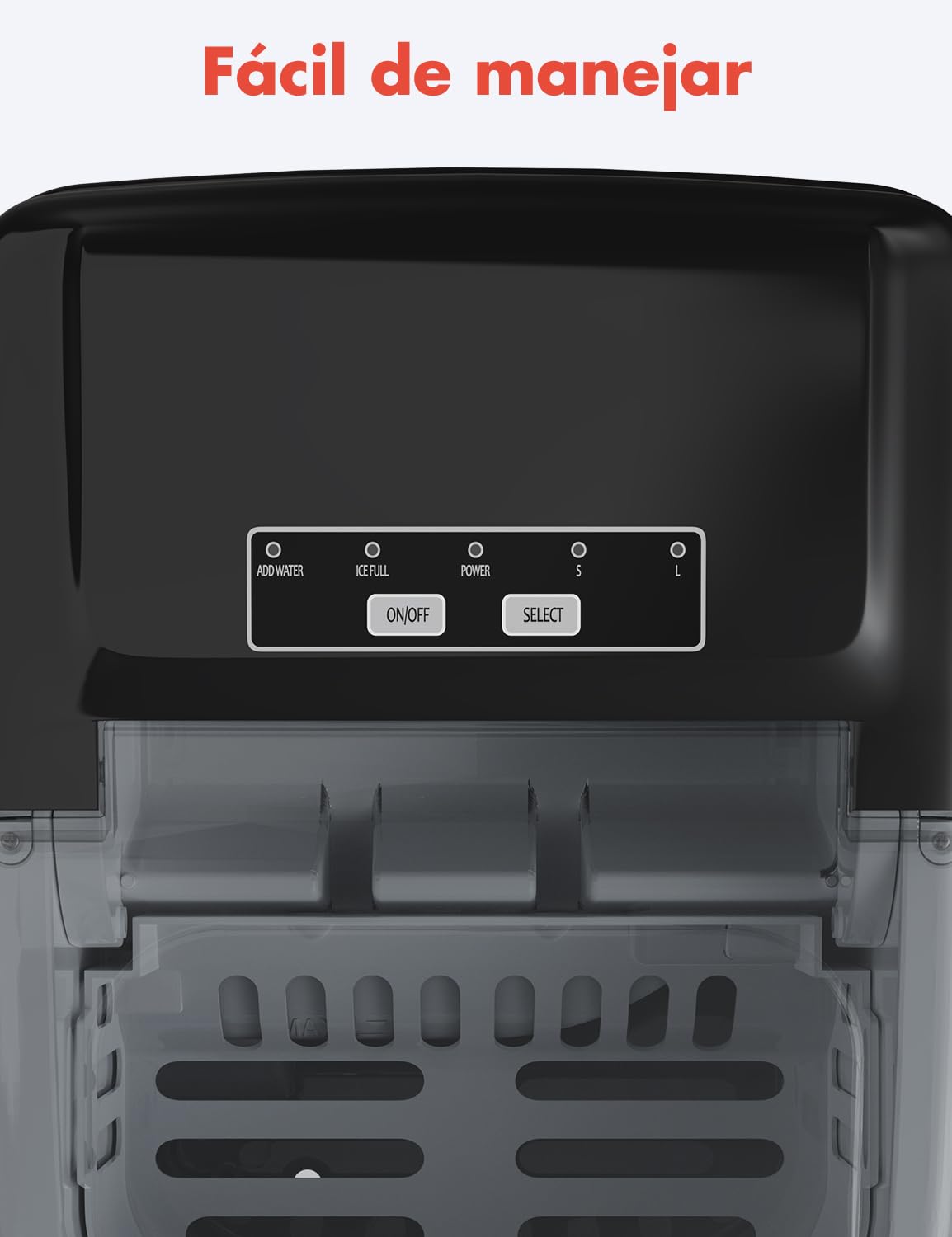 KitchenBrothers maquina de Hielo - Ice Maker - Maquina de Hacer Hielo - Máquina para Hacer Cubitos de Hielo con Pala para Hielo - 9 Cubitos de Hielo en 8 Min. - Portátil con Asa - 1,2L