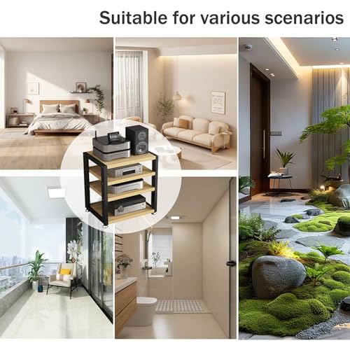 Mueble de audio y vídeo de madera con estantes giratorios para altavoces multimedia 6