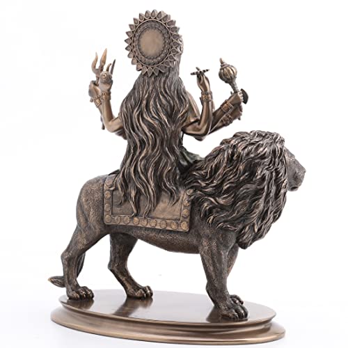 Estatua de la Madre Durga en resina con acabado bronce 10.38 pulg miniatura 6