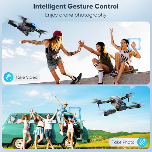 Flymevac Drone with Camera, Dual 720HD, Drone for Kids with Cool Lights, Cestures Control, Vertical Shooting, Waypoint Flight, Gravity Control, 3D Flip, 3-Speeds, Drones for Adults, Beginners, Kids - Image 3