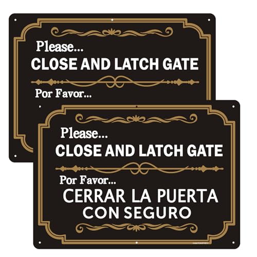 Panneau de porte bilingue Please Close and Latch en aluminium antirouille x2