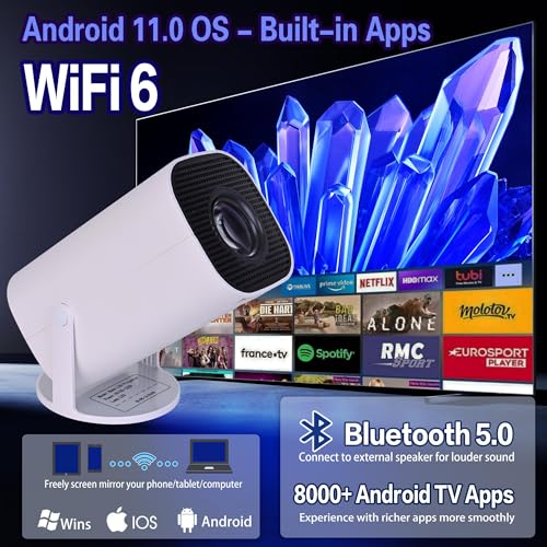 Retroprojecteur 4K Videoprojecteur Projecteur Video Mini Portable WiFi 6 Bluetooth Portatif Projector TV Telephone Mur Retroprojo Plafond Connecté avec Android 11 Film Ultra HD + Support de Téléphone – Image 4