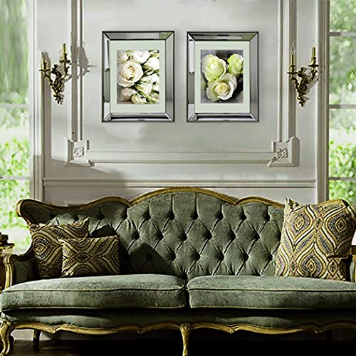 Gimorrto Mirror Picture Frame - 2Pc Beveled Mirrored 11X14 Inch Silver Photo Frame With Metallic Color Border For Wall Decor, Tabletop, Photo Gallery #TOP1