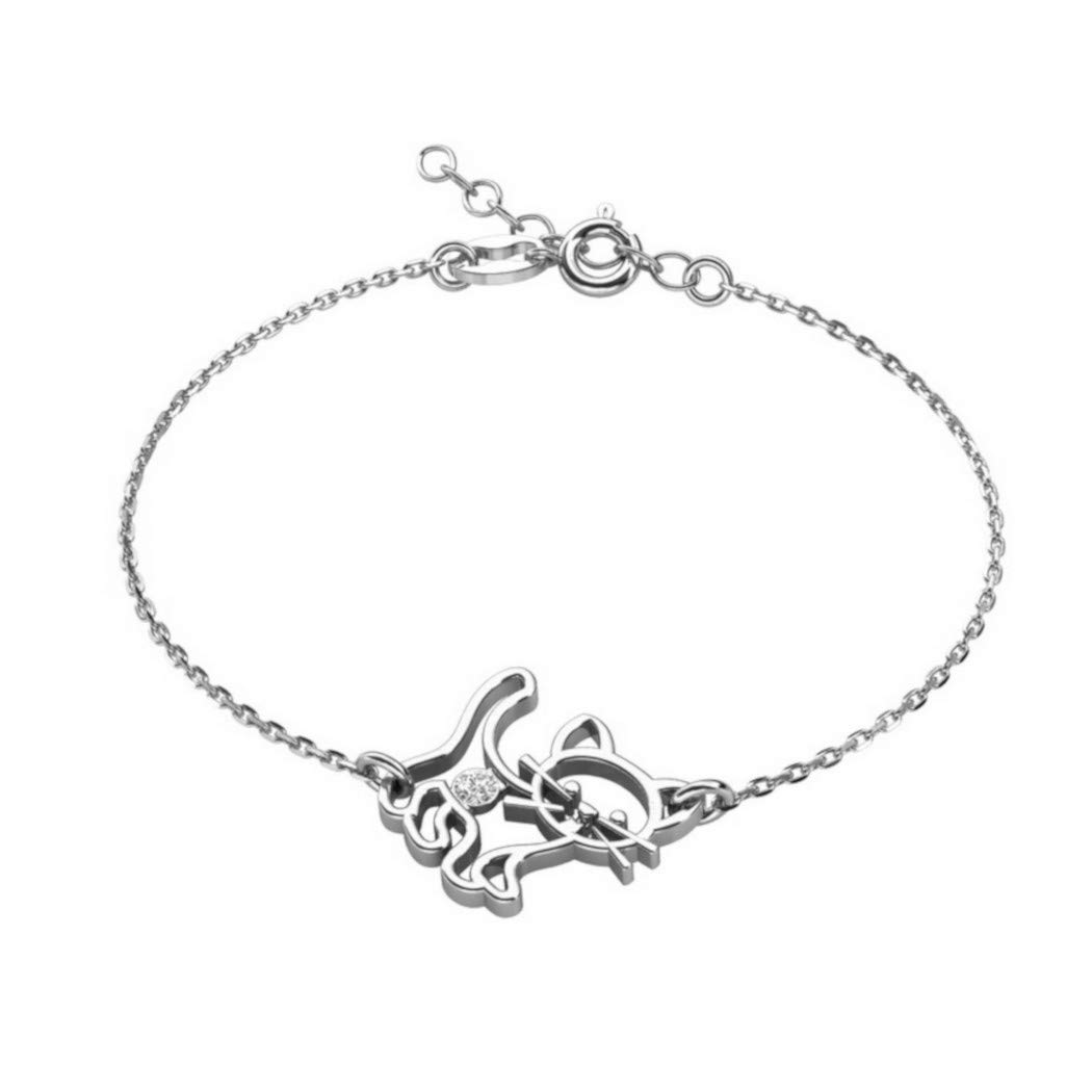 Pulsera para niños ajustable de plata con gato para regalo de cumpleaños 6