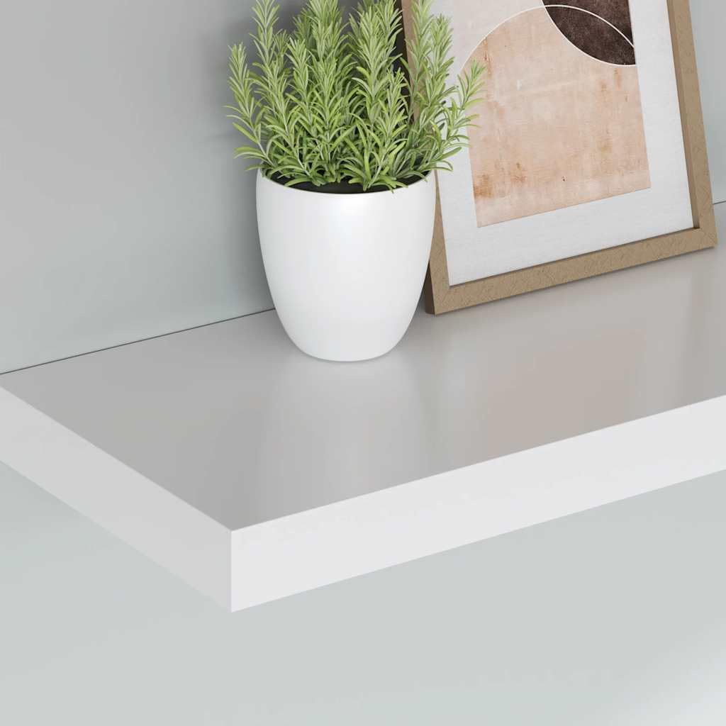 Juego de 2 estantes flotantes, color blanco, de pared, 90 x 23,5 x 3,8 cm, de tablero de fibra de densidad media y metal, para salón, dormitorio y pasillo, soporta hasta 10 kg