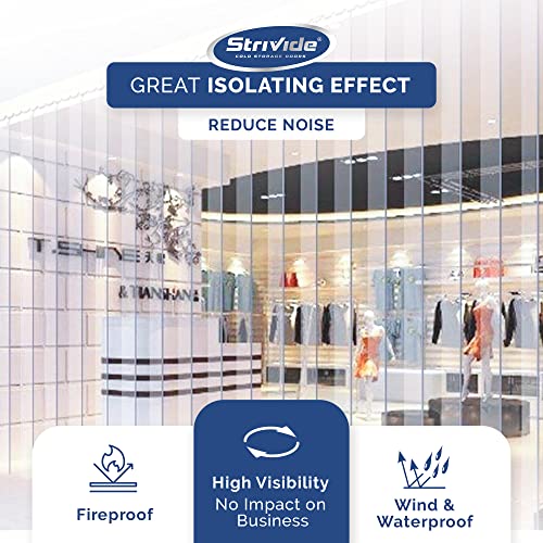 Image of Strip Door Curtain Kit - 48 in.(4 ft) Width X 96 in.(8 ft) Height - Clear Smooth 8 inch Wide x .08 in. Thick PVC Strip 50% Overlap - Complete Plastic Strip Door Kit - Universal Hanger