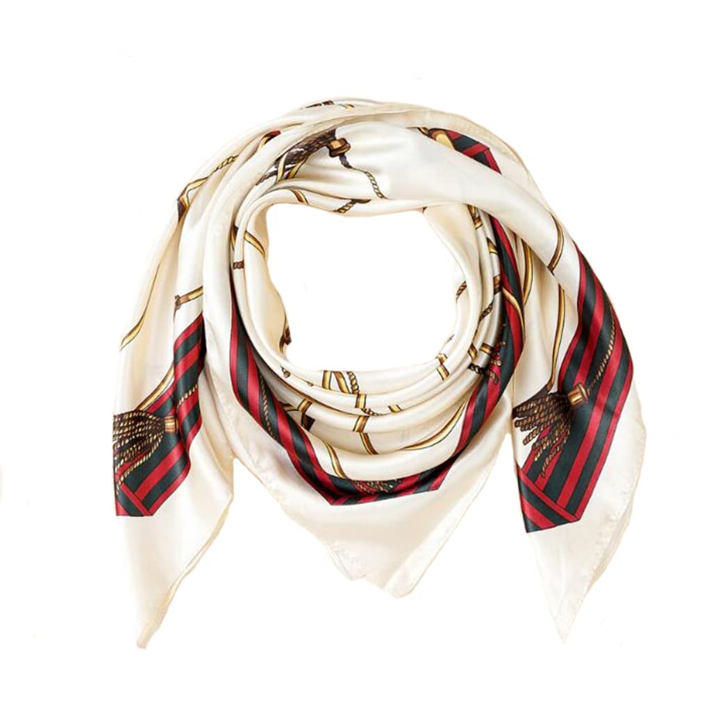 Foulard de soie décorative dame beige SHISHI écharpe carrée