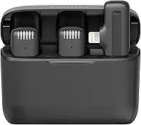 [Somente para iPhones até 14 ] ULANZI Microfone Lavalier sem fio J12 para iPhone iPad, microfone 2 em 1 Plug-Play com capa de carregamento para telefone, gravação de vídeo, Não para iPhone série 15 16