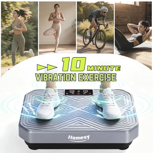 Image of Homesy Vibration Plate Exercise Machine, Vibrating Plate for Lymphatic Drainage, Full Body Shake Platform Board for Home Fitness and Fat Burning, Sport Gym Equipment for Women Men